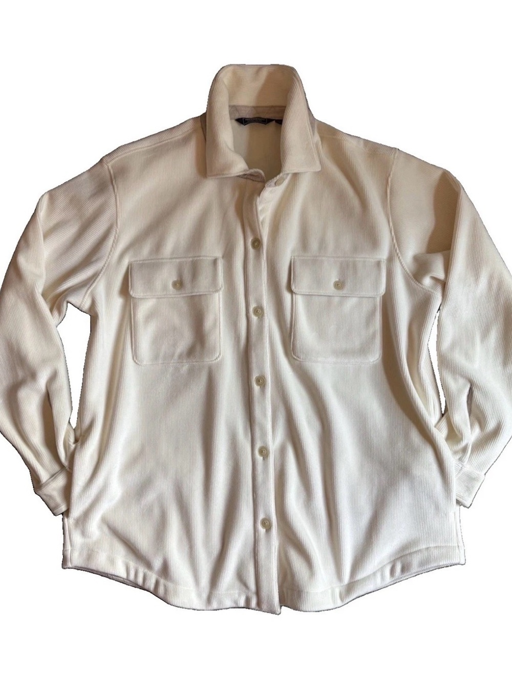Vineyard Vines Cozy Cord Cream Shacket Button Up Corduroy Oversized Shirt